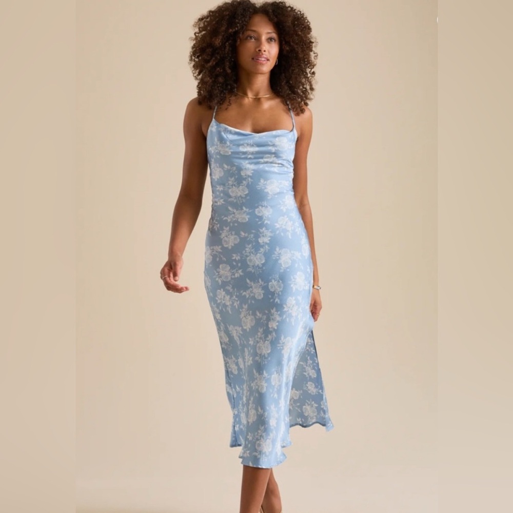 Altar'd State Light Blue Floral Backless Dress